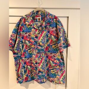 Vintage Max Boxxer Colorful Musical Print Men's Shirt